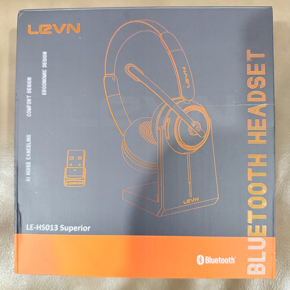 LEVN Wireless Headset with Mic for Work BLUETOOTH NOISE CANCELLING - BLACK